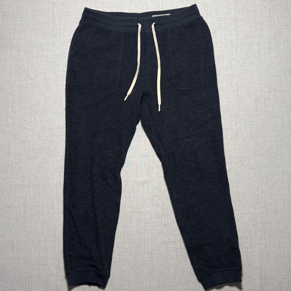 Outerknown Jogger Pants Tapered Drawstring Terry Knit Navy Pull On Size L